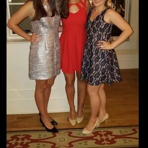 Lace Mini Blue Dress